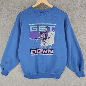Vintage 90s Ski Skiing Mountain Resort Nature Sweatshirt USA XL Distressed